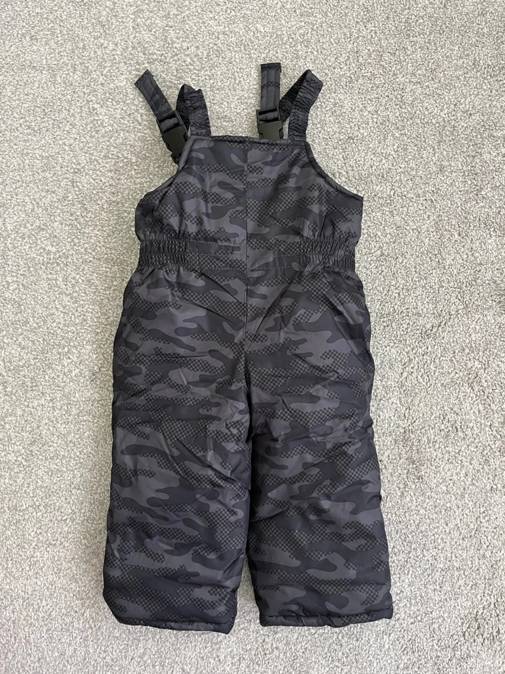 NWT Carters Black & Gray Camouflage Bib Pants and Puffer Jacket Size 2T